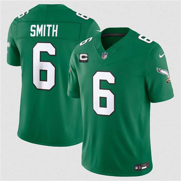 Men%27s Philadelphia Eagles #6 DeVonta Smith Kelly Green 2026 F.U.S.E. 2-Star C Patch Throwback Vapor Untouchable Limited Stitched Jersey Dzhi->philadelphia eagles->NFL Jersey