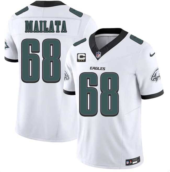 Men%27s Philadelphia Eagles #68 Jordan Mailata White 2026 F.U.S.E. 3-Star C Patch Vapor Untouchable Limited Stitched Jersey Dzhi->philadelphia eagles->NFL Jersey