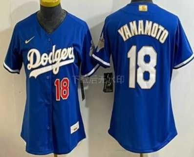 Women%27s Los Angeles Dodgers #18 Yoshinobu Yamamoto MVP Blue Limited Stitched Jersey->mlb womens jerseys->MLB Jersey