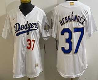 Women%27s Los Angeles Dodgers #37 Teoscar Hernandez White 2026 Gold Collection Stadium Jersey->mlb womens jerseys->MLB Jersey
