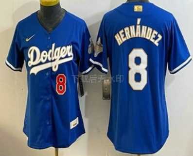 Women%27s Los Angeles Dodgers #8 Enrique Hernandez Blue 2026 Gold Collection Stadium Jersey->2026 world baseball classic->MLB Jersey