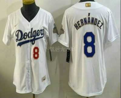 Women%27s Los Angeles Dodgers #8 Enrique Hernandez White 2026 Gold Collection Stadium Jersey->mlb womens jerseys->MLB Jersey