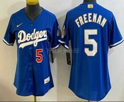 Women%27s Los Angeles Dodgers #5 Freddie Freeman Blue 2026 Gold Collection Stadium Jersey->2026 world baseball classic->MLB Jersey