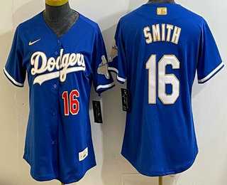 Women%27s Los Angeles Dodgers #16 Will Smith Blue 2026 Gold Collection Stadium Jersey->mlb womens jerseys->MLB Jersey