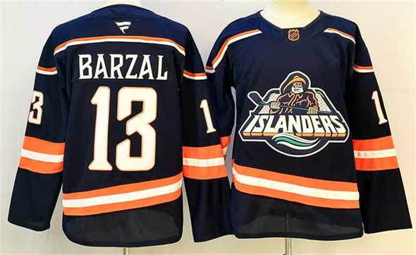 Men%27s New York Islanders #13 Mathew Barzal Navy 2024-25 Stitched Hockey Jersey->montreal canadiens->NHL Jersey
