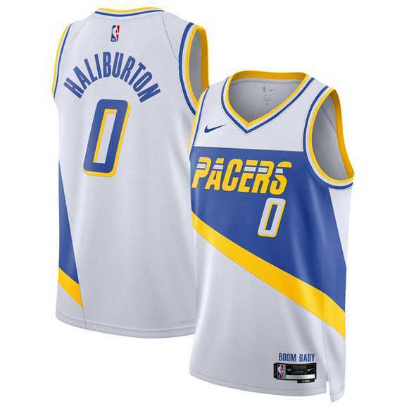 Mens Indiana Pacers #0 Tyrese Haliburton White 2025-26 City Edition Stitched Jersey Dzhi->indiana pacers->NBA Jersey