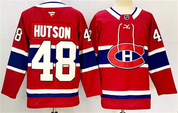 Mens Montreal Canadiens #48 Lane Hutson Red 2024-25 Stitched Jersey->montreal canadiens->NHL Jersey