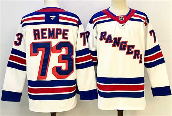 Men%27s New York Rangers #73 Matt Rempe White 2024-25 Away Stitched Hockey Jersey->new york rangers->NHL Jersey