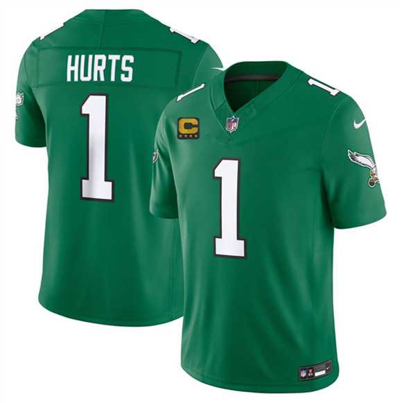 Men%27s Philadelphia Eagles #1 Jalen Hurts Kelly Green 2026 F.U.S.E. 4-Star C Patch Throwback Vapor Untouchable Limited Stitched Jersey Dzhi->philadelphia eagles->NFL Jersey