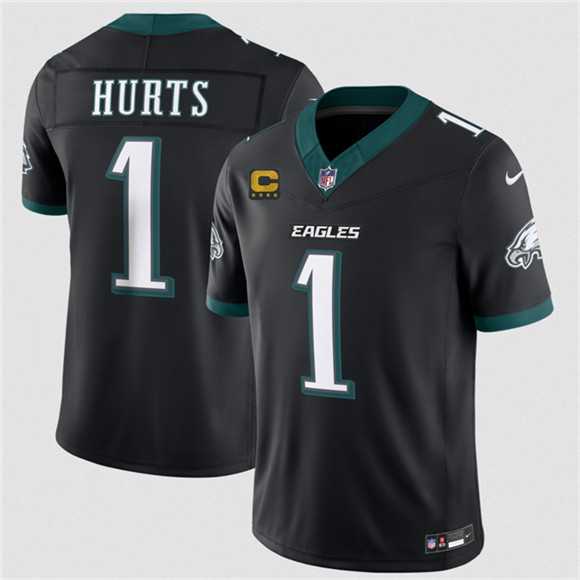 Men%27s Philadelphia Eagles #1 Jalen Hurts Black 2026 F.U.S.E. 4-Star C Patch Vapor Untouchable Limited Stitched Jersey Dzhi->new york jets->NFL Jersey