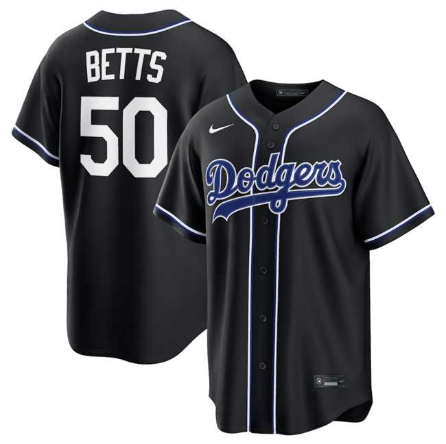 Men%27s Los Angeles Dodgers #50 Mookie Betts 2026 Fashion Replica Black Out Stitched Jersey Dzhi->los angeles dodgers->MLB Jersey