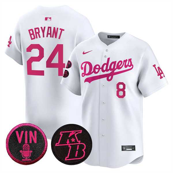 Men%27s Los Angeles Dodgers Front #8 Back #24 Kobe Bryant White 2026 Mother%27s Day Vapor Premier Limited Stitched Jersey Dzhi->los angeles dodgers->MLB Jersey