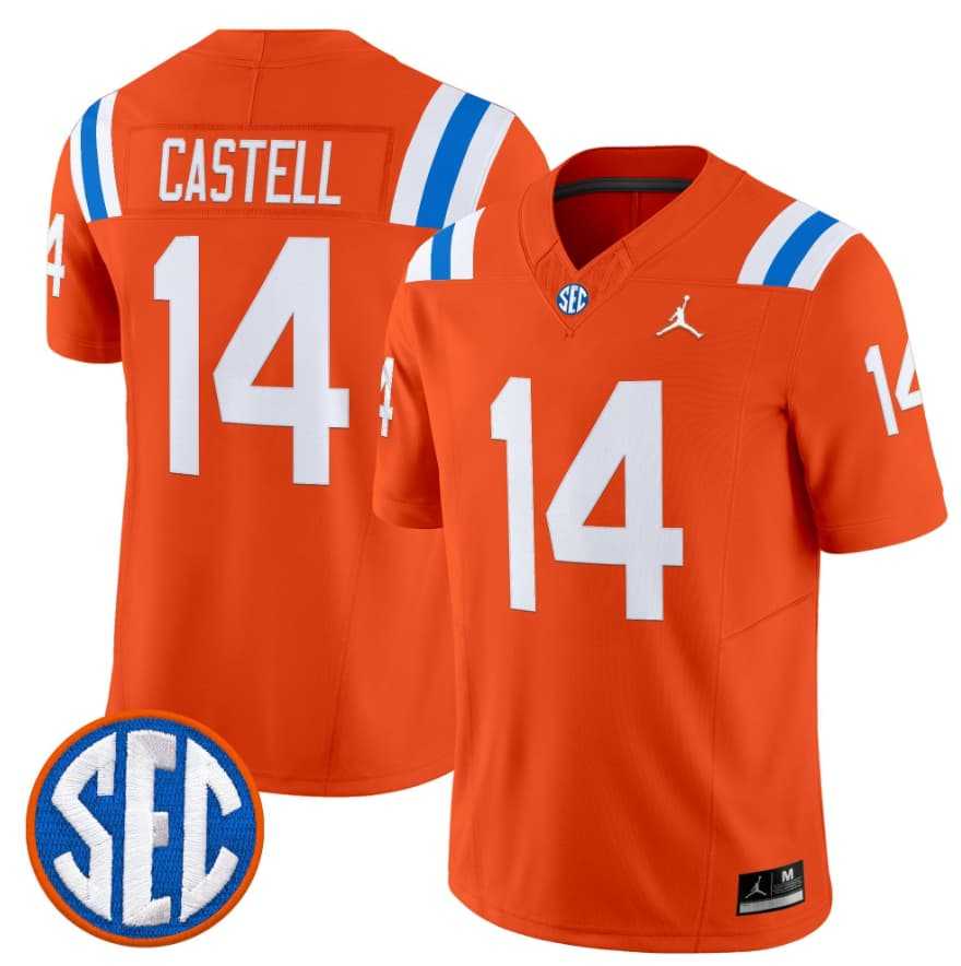 Men%27s Florida Gators #14 Jordan Castell Orange %271960s Throwback%27 F.U.S.E. Vapor Limited Stitched Jersey Dzhi->florida gators->NCAA Jersey