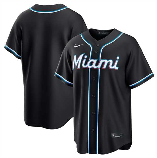 Men%27s Miami Marlins Blank 2026 Black Out Stitched Jersey Dzhi->los angeles dodgers->MLB Jersey