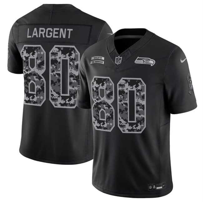 Men%27s Seattle Seahawks #80 Steve Largent Black 2026 F.U.S.E. Salute to Service Limited Stitched Jersey->tennessee titans->NFL Jersey