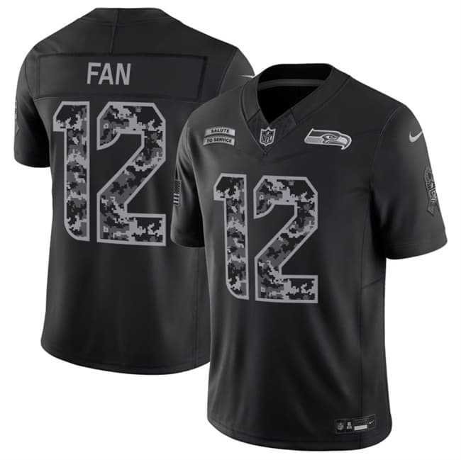 Men%27s Seattle Seahawks #12 Fan Black 2026 F.U.S.E. Salute to Service Limited Stitched Jersey->seattle seahawks->NFL Jersey