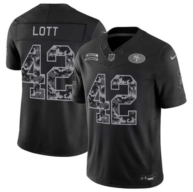 Men%27s San Francisco 49ers #42 Ronnie Lott Black 2026 F.U.S.E. Salute to Service Limited Stitched Jersey->san francisco 49ers->NFL Jersey