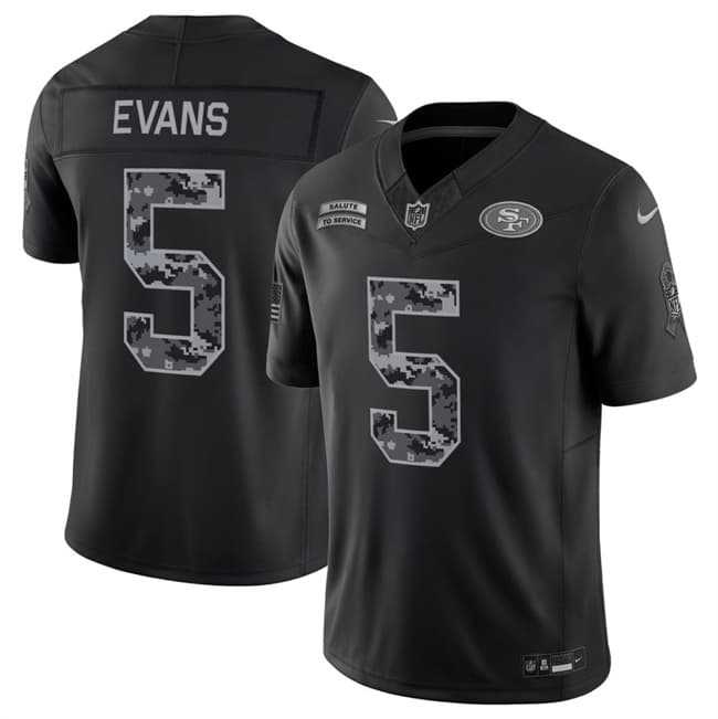 Men%27s San Francisco 49ers #5 Mike Evans Black 2026 F.U.S.E. Salute to Service Limited Stitched Jersey->san francisco 49ers->NFL Jersey