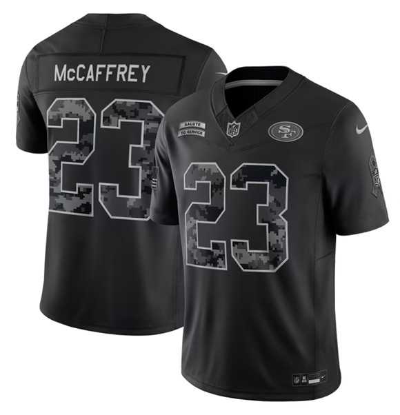 Men%27s San Francisco 49ers #23 Christian McCaffrey Black 2026 F.U.S.E. Salute to Service Limited Stitched Jersey->san francisco 49ers->NFL Jersey