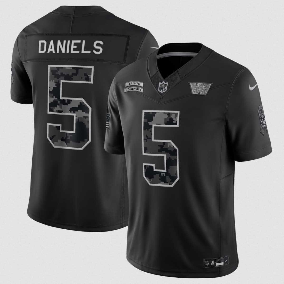 Men%27s Washington Commanders #5 Jayden Daniels Black 2026 F.U.S.E. Salute to Service Limited Stitched Jersey->dallas cowboys->NFL Jersey