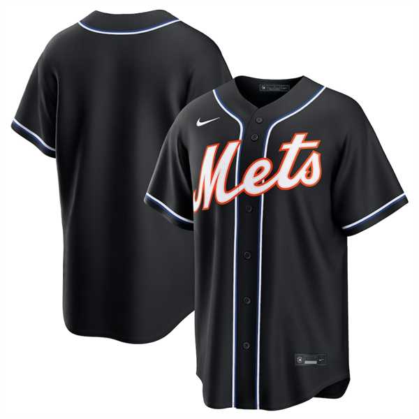 Men%27s New York Mets Blank 2026 Black Out Stitched Jersey Dzhi->new york mets->MLB Jersey
