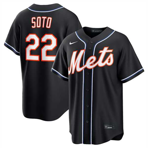 Men%27s New York Mets #22 Juan Soto 2026 Black Out Stitched Jersey Dzhi->minnesota twins->MLB Jersey