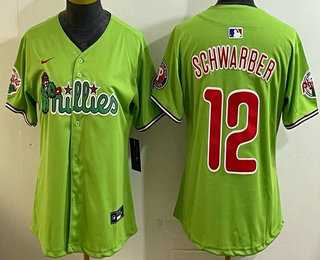 Women%27s Philadelphia Phillies #12 Kyle Schwarber Light Green Fashion Cool Base Jersey->chicago cubs->MLB Jersey