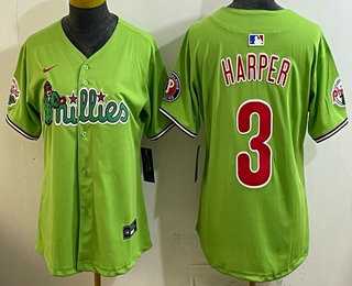 Women%27s Philadelphia Phillies #3 Bryce Harper Light Green Fashion Cool Base Jersey->mlb womens jerseys->MLB Jersey