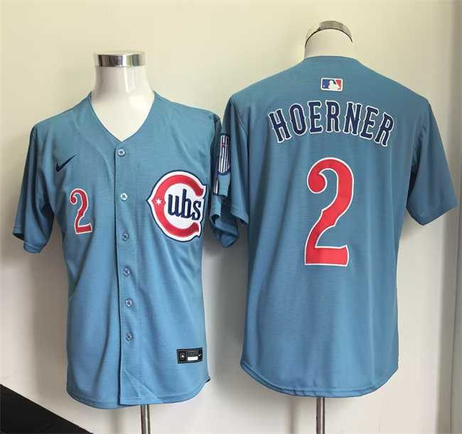 Men%27s Chicago Cubs #2 Nico Hoerner Blue 2026 2nd Alternate Limited Stitched Jersey->chicago cubs->MLB Jersey