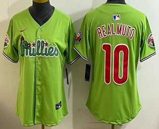 Women%27s Philadelphia Phillies #10 JT Realmuto Light Green Fashion Cool Base Jersey->chicago cubs->MLB Jersey