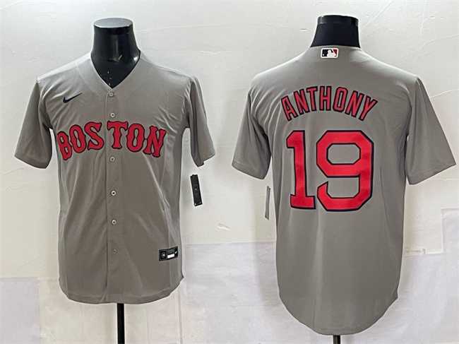 Mens Boston Red Sox #19 Roman Anthony Gray Cool Base Stitched Jersey->boston red sox->MLB Jersey