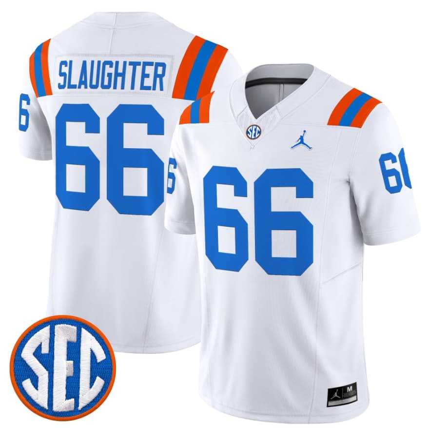 Men%27s Florida Gators #66 Jake Slaughter White %271960s Throwback%27 F.U.S.E. Vapor Limited Stitched Jersey Dzhi->south carolina gamecocks->NCAA Jersey