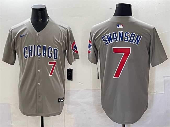 Men%27s Chicago Cubs #7 Dansby Swanson Gray Limited Stitched Jersey->boston red sox->MLB Jersey