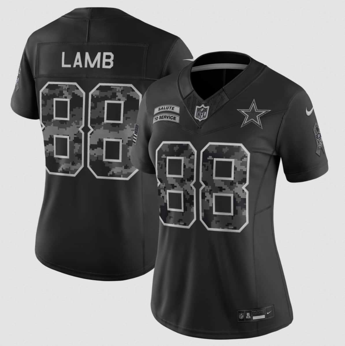 Women%27s Dallas Cowboys #88 CeeDee Lamb Black 2026 F.U.S.E. Salute to Service Limited Stitched Jersey(Run Small)->new england patriots->NFL Jersey
