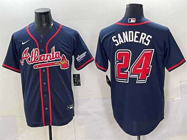 Men%27s Atlanta Braves #24 Deion Sanders Navy 2025 Speedway Classic Alternate Stitched Jersey->atlanta braves->MLB Jersey