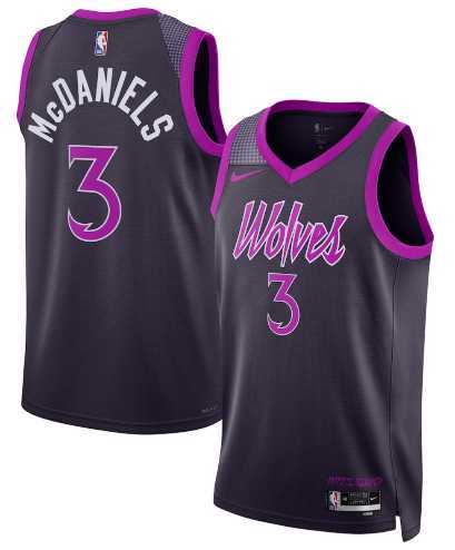 Men%27s Minnesota Timberwolves #3 Jaden McDaniels Purple 2025-26 City Edition Stitched Jersey Dzhi->milwaukee bucks->NBA Jersey