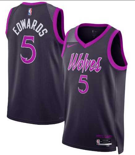 Mens Minnesota Timberwolves #5 Anthony Edwards Purple 2025-26 City Edition Stitched Jersey Dzhi->minnesota timberwolves->NBA Jersey