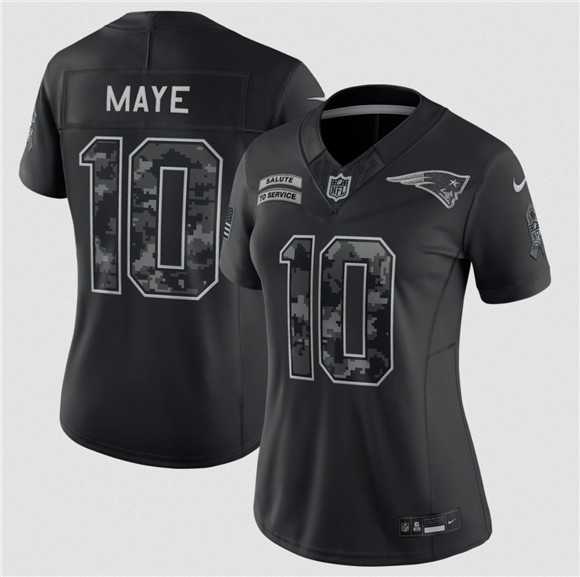 Womens New England Patriots #10 Drake Maye Black 2026 Salute to Service Limited Stitched Jersey(Run Small)->new england patriots->NFL Jersey