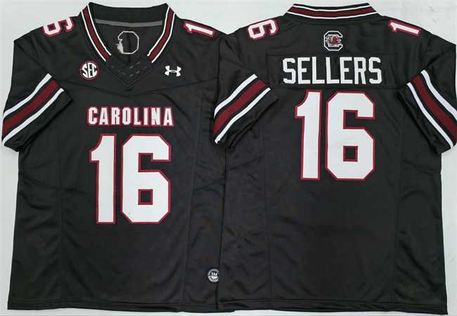 Men%27s South Carolina Fighting Gamecocks #16 LaNorris Sellers Black F.U.S.E. Stitched Jersey->south carolina gamecocks->NCAA Jersey