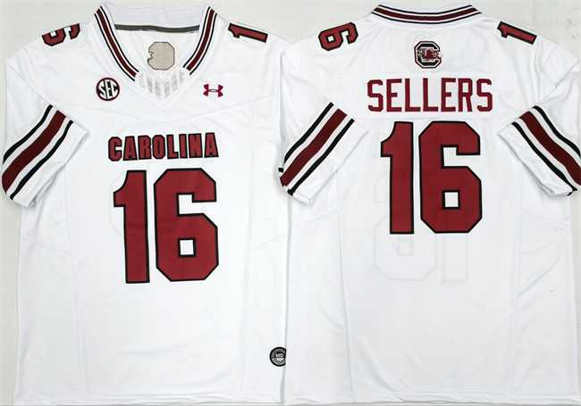 Men%27s South Carolina Fighting Gamecocks #16 LaNorris Sellers White F.U.S.E. Stitched Jersey->nhl youth jerseys->NHL Jersey