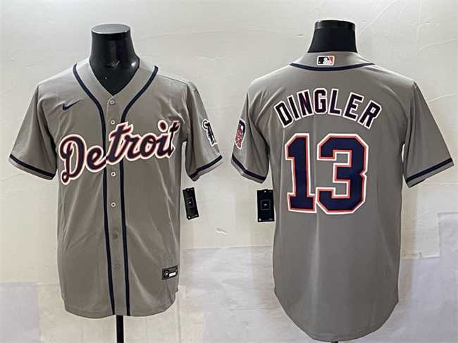 Men%27s Detroit Tigers #13 Dillon Dingler Gray Cool Base Stitched Jersey->chicago white sox->MLB Jersey