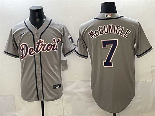 Men%27s Detroit Tigers #7 Kevin McGonigle Grey Cool Base Stitched Jersey->los angeles dodgers->MLB Jersey