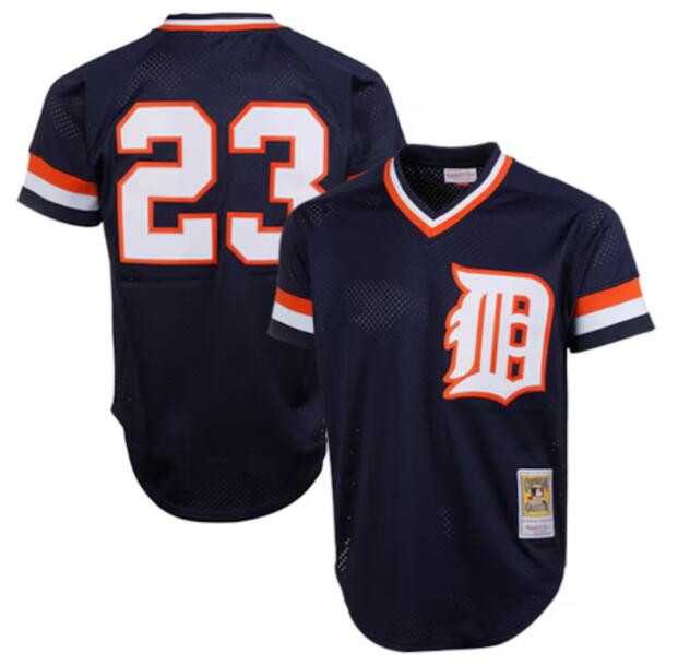 Men%27s Detroit Tigers #23 Kirk Gibson Navy Throwback Stitched Jersey Dzhi->cincinnati reds->MLB Jersey