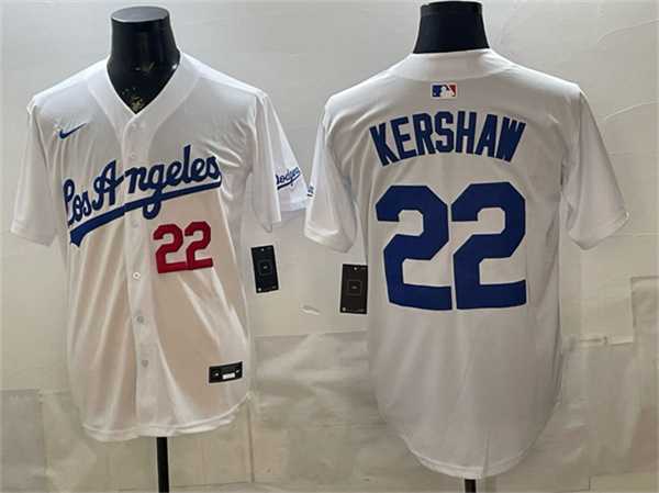 Men%27s Los Angeles Dodgers #22 Clayton Kershaw White Alternate Stadium Stitched Jersey->los angeles dodgers->MLB Jersey