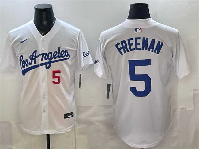 Men%27s Los Angeles Dodgers #5 Freddie Freeman White Alternate Stadium Stitched Jersey->los angeles dodgers->MLB Jersey