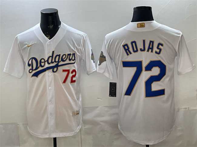 Men%27s Los Angeles Dodgers #72 Miguel Rojas White 2026 Gold Collection Stadium Stitched Jersey->new york mets->MLB Jersey