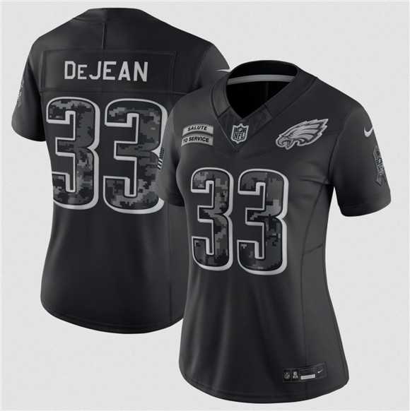 Women%27s Philadelphia Eagles #33 Cooper DeJean Black 2026 Salute to Service Limited Stitched Jersey(Run Small)->new england patriots->NFL Jersey