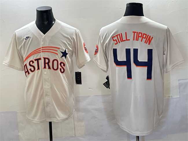 Men%27s Houston Astros #44 Still Tippin Cream Throwback Cooperstown Collection Limited Stitched Jersey->houston astros->MLB Jersey