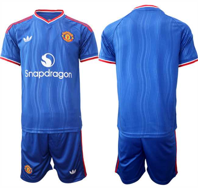 Men%27s Manchester United Custom 2026-27 Blue Away Soccer Jersey Suit->->Custom Jersey