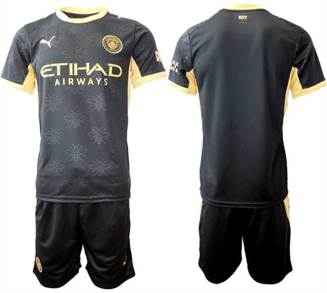 Men%27s Manchester City Custom 2026-27 Black Away Soccer Jersey Suit->->Custom Jersey